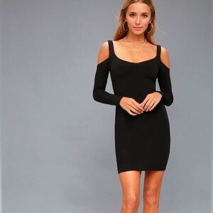 Lulus Dimitri Black Cold-Shoulder Bodycon Dress